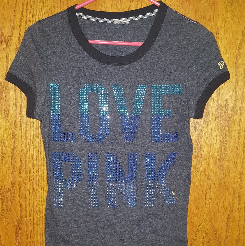 Pink VS Tshirt with Bling, Med